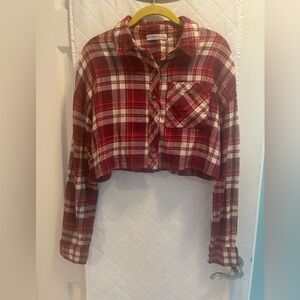 Arizona Burgundy Button Down Cropped Shirt